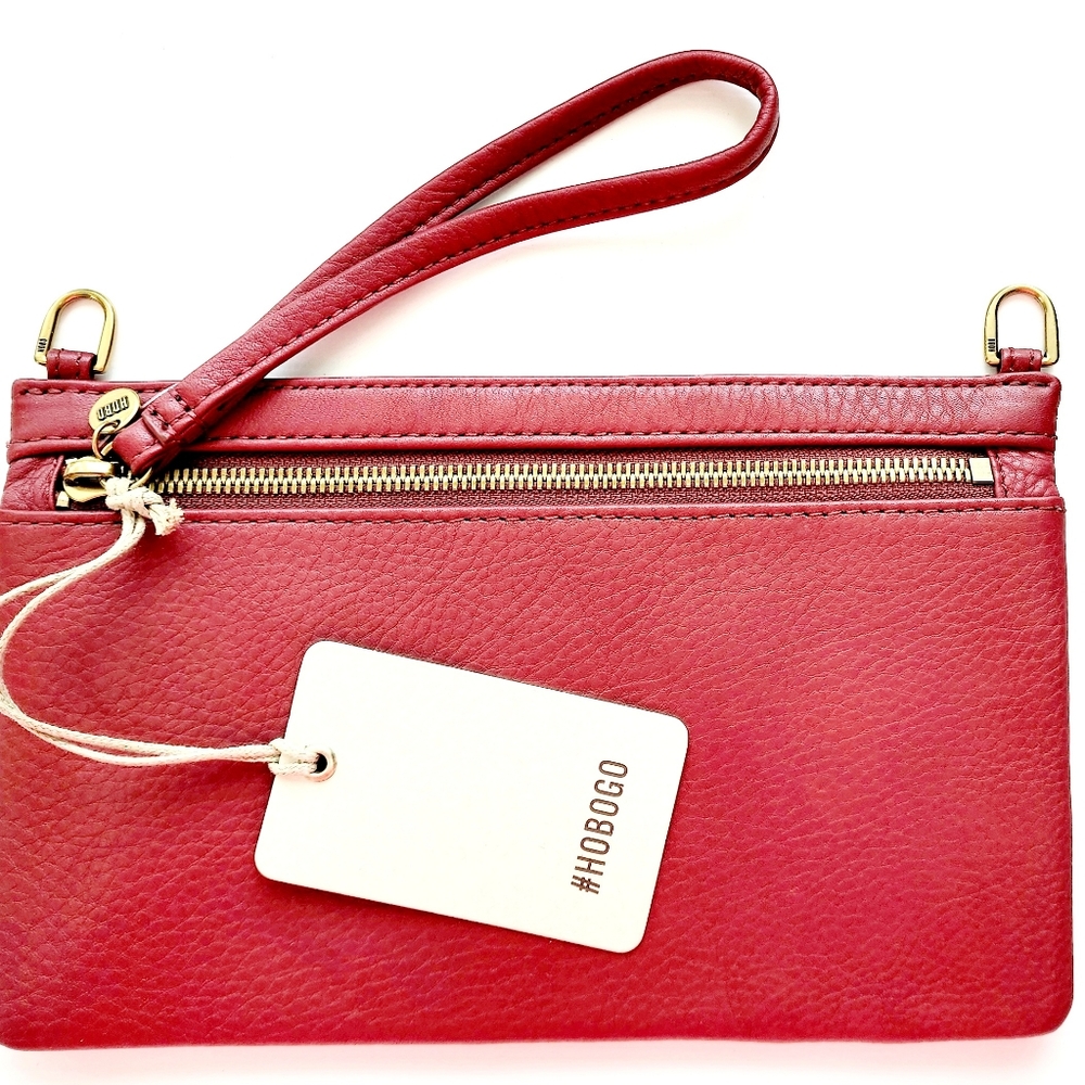 HOBO Day GO Wristlet Smooth Scarlet Red Leather NWT!